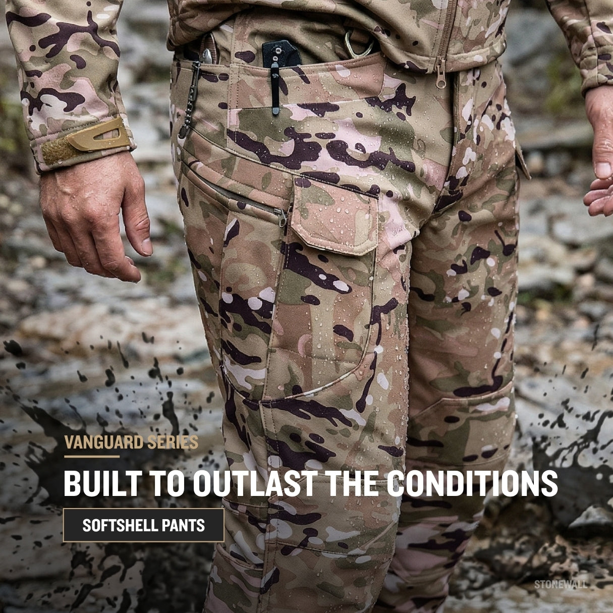 Vanguard Pro Waterproof Softshell Pants - Camo - Fleece Lined