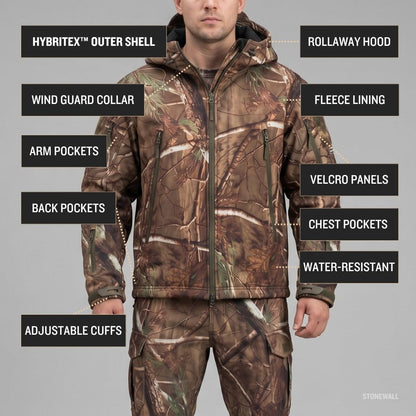 Vanguard Hunting Waterproof Softshell Jacket - Tree Camo - Fleece Lined