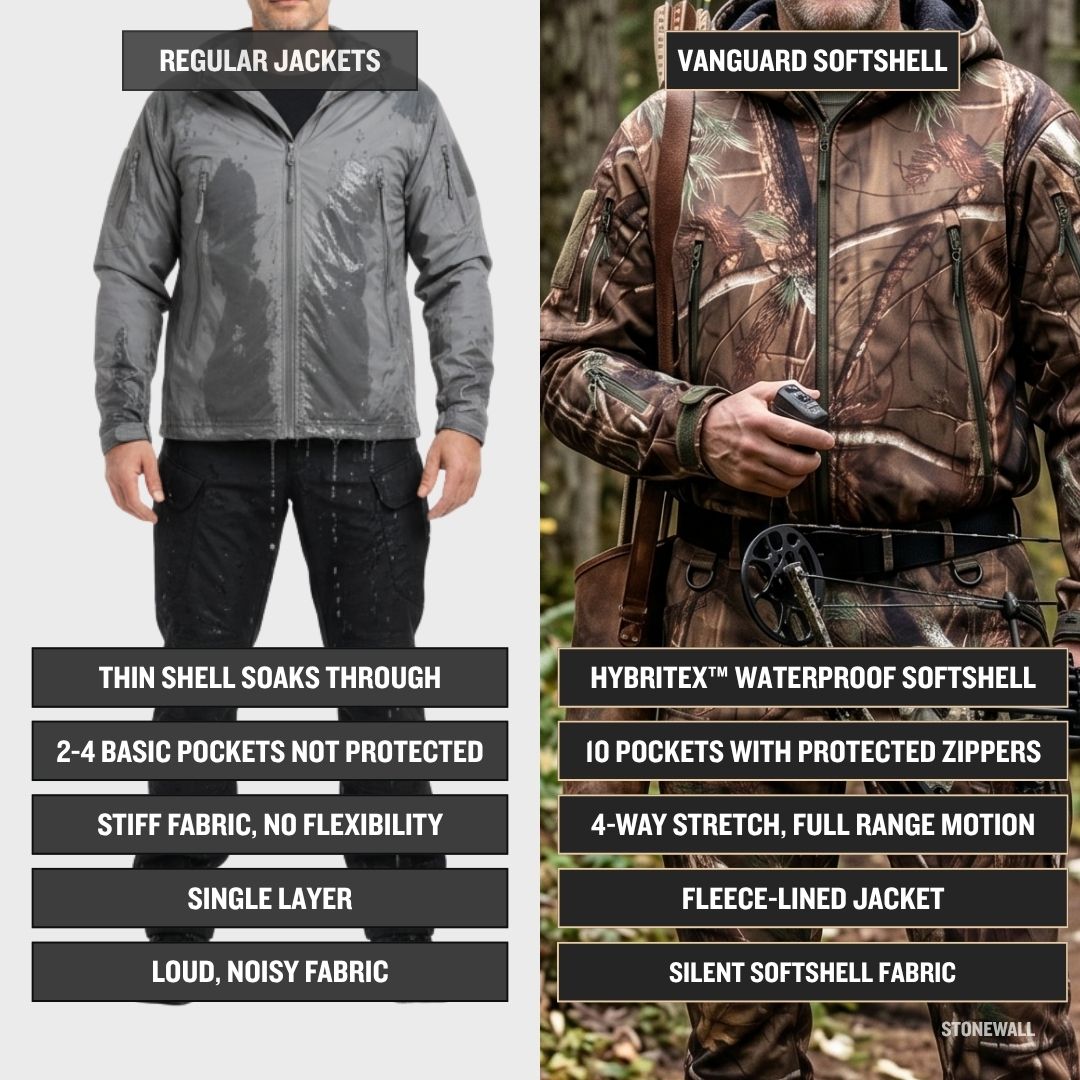 Vanguard Hunting Waterproof Softshell Jacket - Tree Camo - Fleece Lined