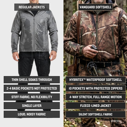 Vanguard Hunting Waterproof Softshell Jacket - Tree Camo - Fleece Lined
