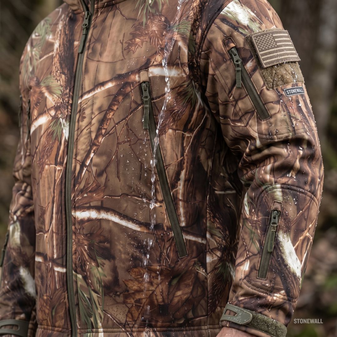 Vanguard Hunting Waterproof Softshell Jacket & Pants Set - Tree Camo - Fleece Lined