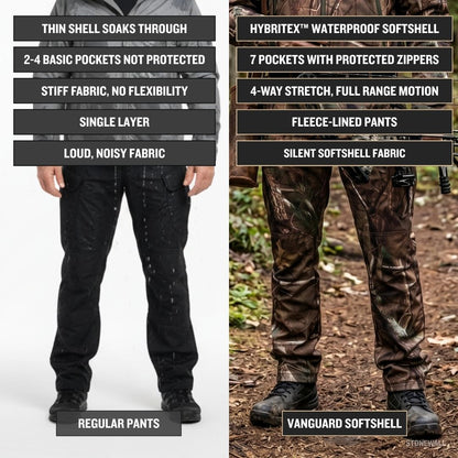 Vanguard Hunting Waterproof Softshell Pants - Tree Camo - Fleece Lined