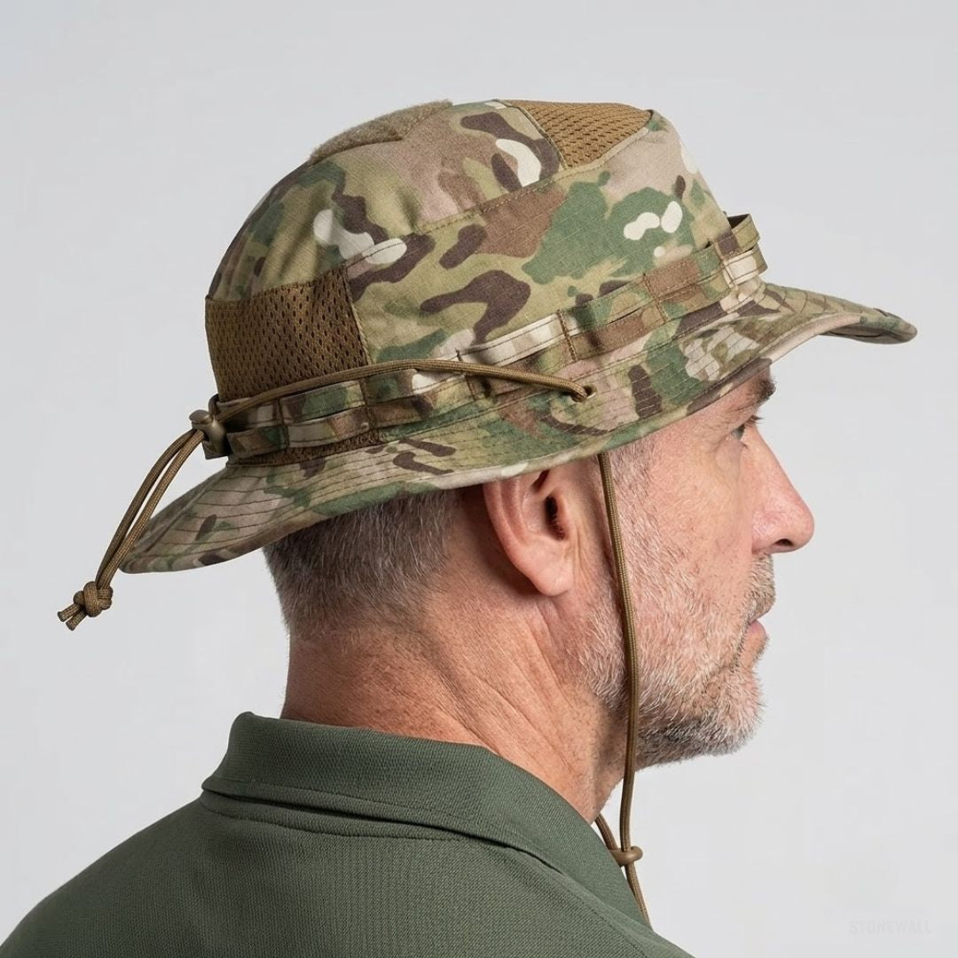 Recon V2 Tactical Boonie Hat - Ventilated, Adjustable Cord, Pocket