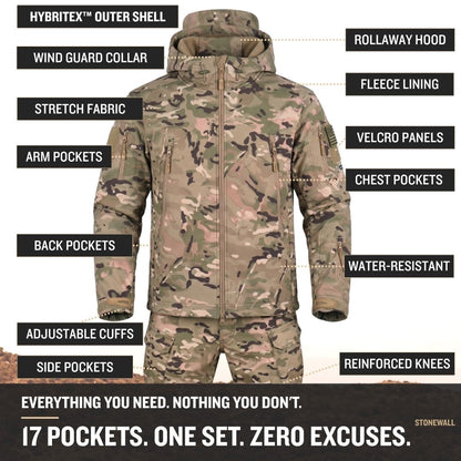 Vanguard Pro Waterproof Softshell Jacket & Pants Set - Camo - 17 Pockets