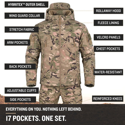 Vanguard Pro Waterproof Softshell Jacket & Pants Set - Camo - 17 Pockets