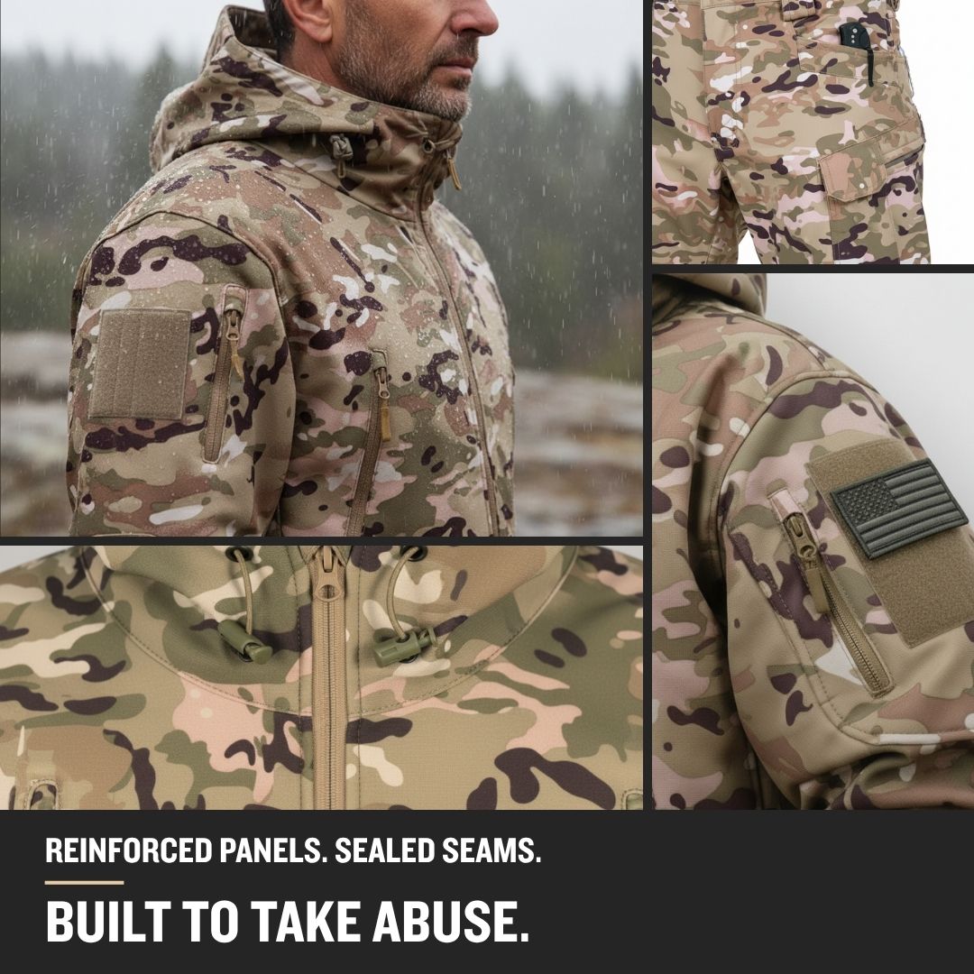 Vanguard Pro Waterproof Softshell Jacket & Pants Set - Camo - 17 Pockets
