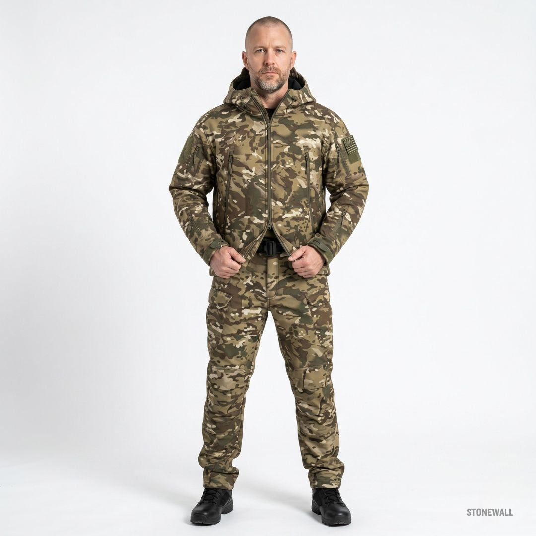 Vanguard Pro Waterproof Softshell Jacket & Pants Set - Camo - 17 Pockets